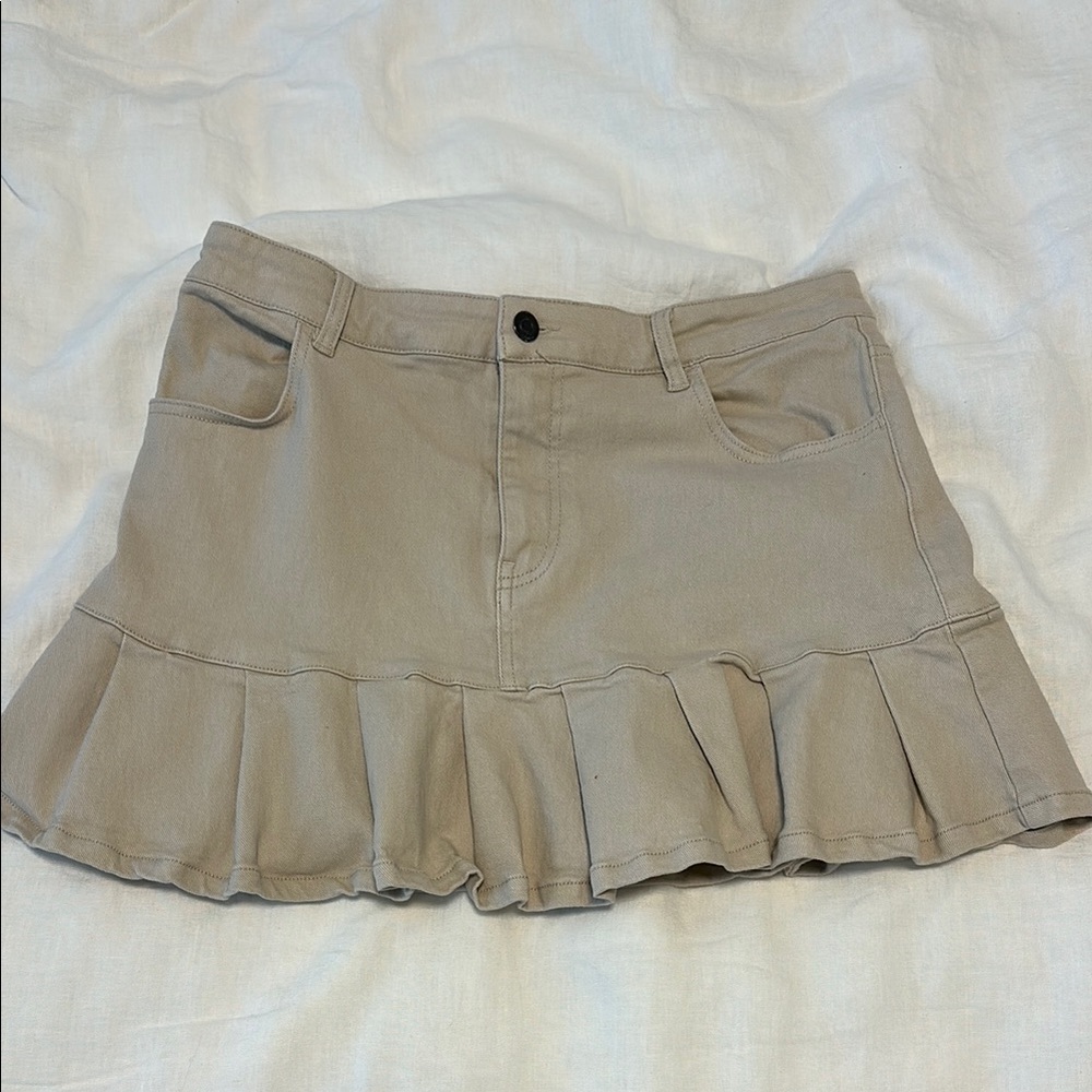 Tan Ruffle Hem Women's Skirt